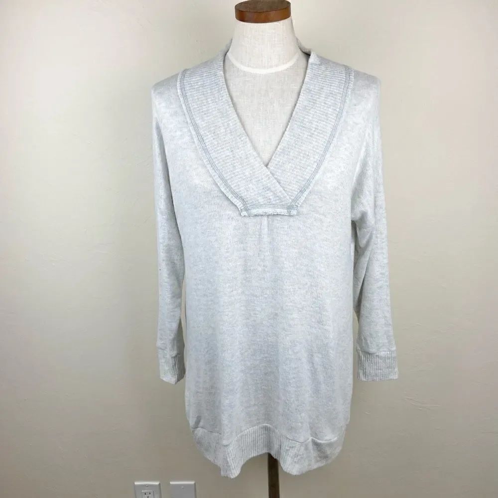Soft Surroundings Cozy V-Neck Sweater - Gray